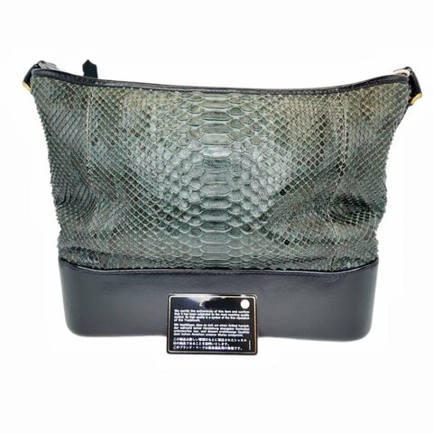 [2628] 香奈兒 Chanel 流浪包 芥末綠 蛇皮 大號