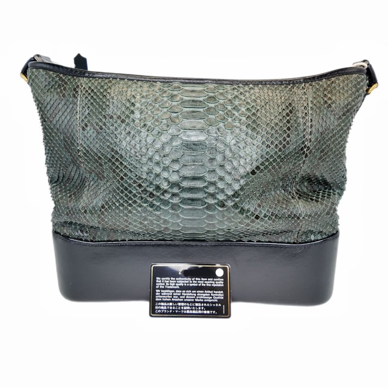 [2628] 香奈兒 Chanel 流浪包 芥末綠 蛇皮 大號-0