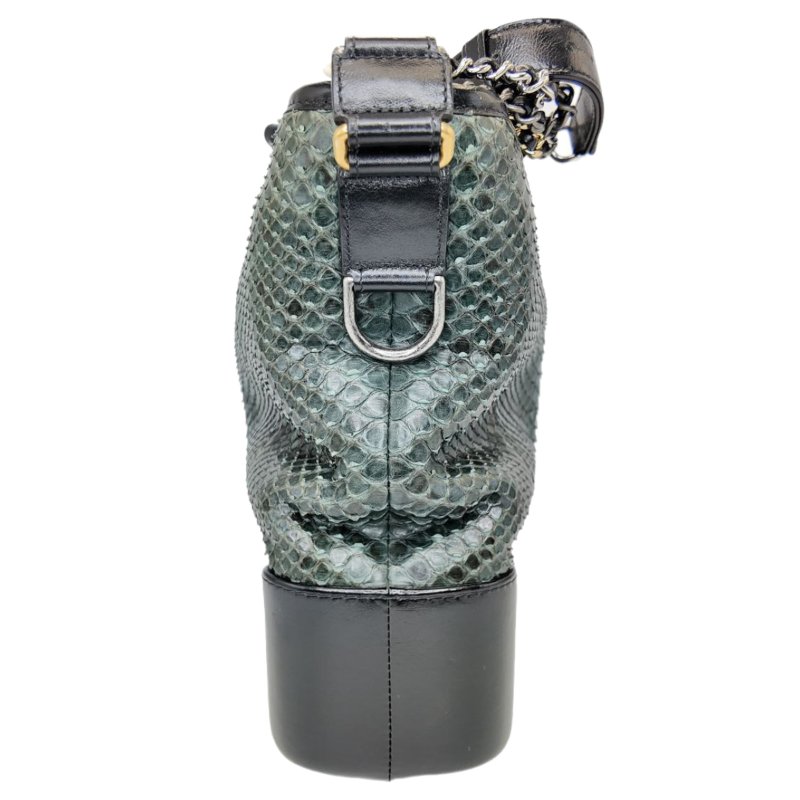 [2628] 香奈兒 Chanel 流浪包 芥末綠 蛇皮 大號-3