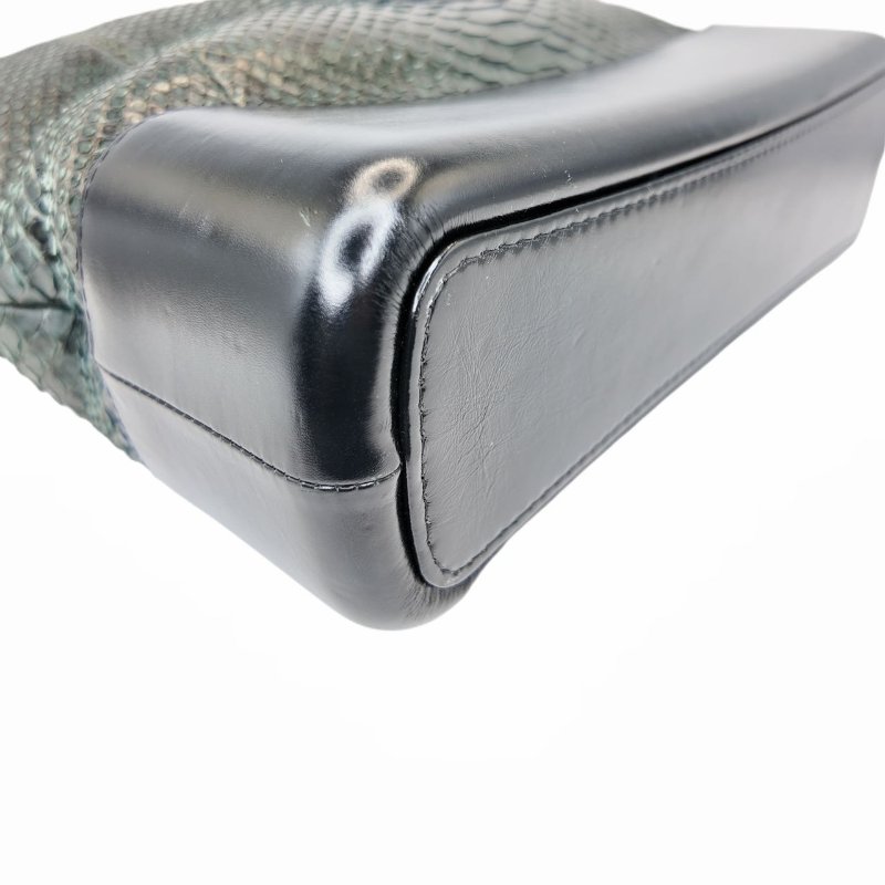 [2628] 香奈兒 Chanel 流浪包 芥末綠 蛇皮 大號-8