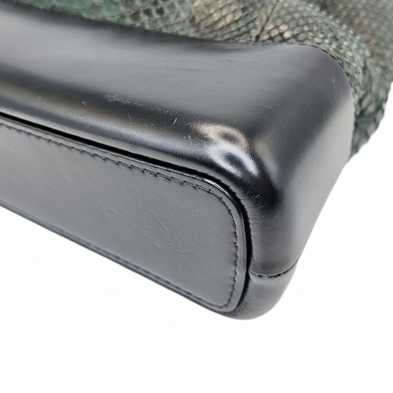 [2628] 香奈兒 Chanel 流浪包 芥末綠 蛇皮 大號-9