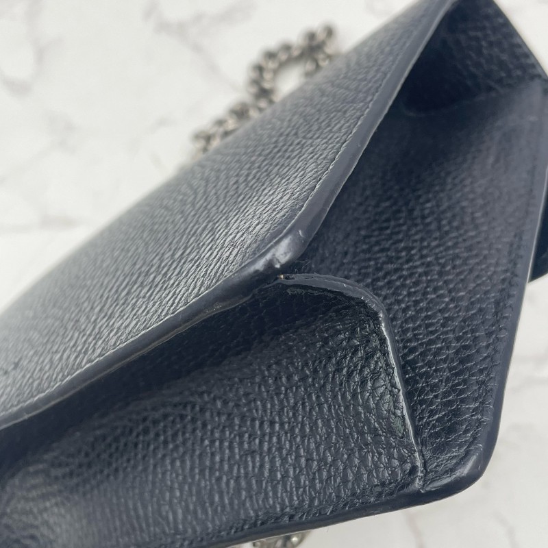 Gucci/古馳 Dionysus 黑色荔枝紋牛皮鑽扣酒神小號鏈條包-12