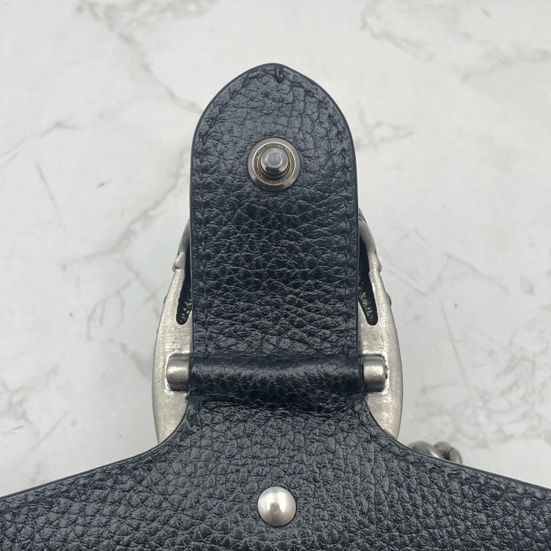 Gucci/古馳 Dionysus 黑色荔枝紋牛皮鑽扣酒神小號鏈條包-16