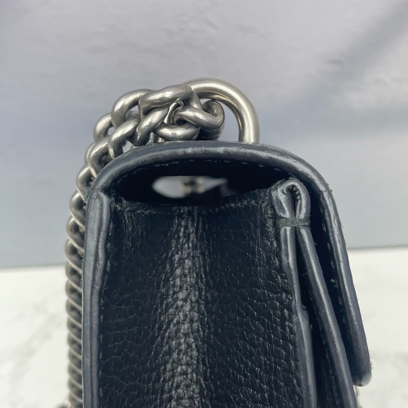 Gucci/古馳 Dionysus 黑色荔枝紋牛皮鑽扣酒神小號鏈條包-17