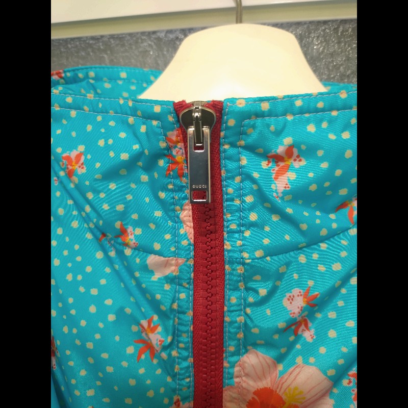 Gucci 亮藍色粉色扶桑花外套-5