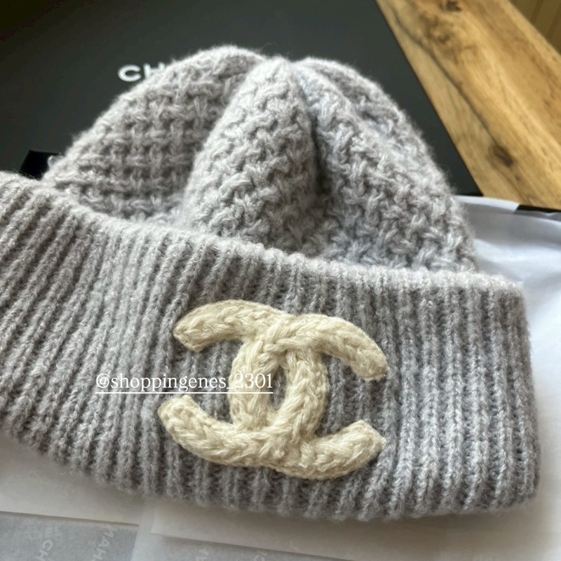 香奈兒 Chanel 灰色經典毛帽 全新品❗️尚未抵台-0