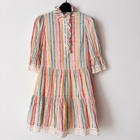 ::GUCCI:: 8號童裝 蕾絲邊 彩色條紋 浪漫可愛小洋裝 女童