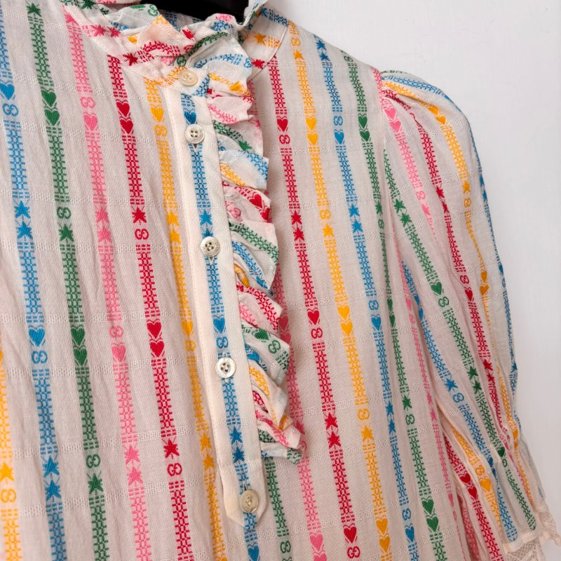 ::GUCCI:: 8號童裝 蕾絲邊 彩色條紋 浪漫可愛小洋裝 女童-2