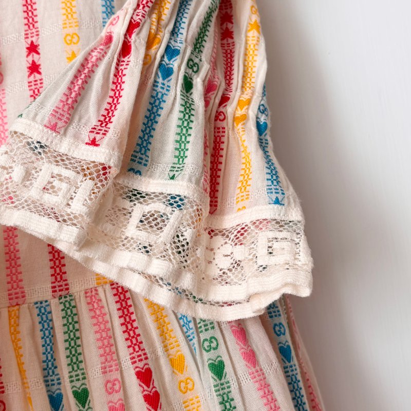 ::GUCCI:: 8號童裝 蕾絲邊 彩色條紋 浪漫可愛小洋裝 女童-4