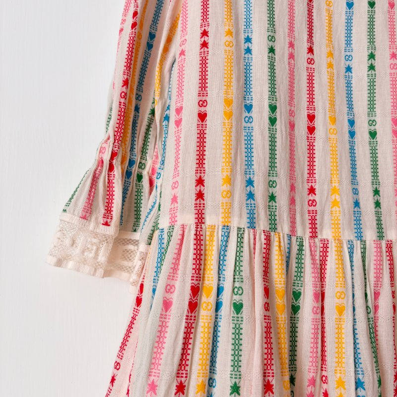 ::GUCCI:: 8號童裝 蕾絲邊 彩色條紋 浪漫可愛小洋裝 女童-9