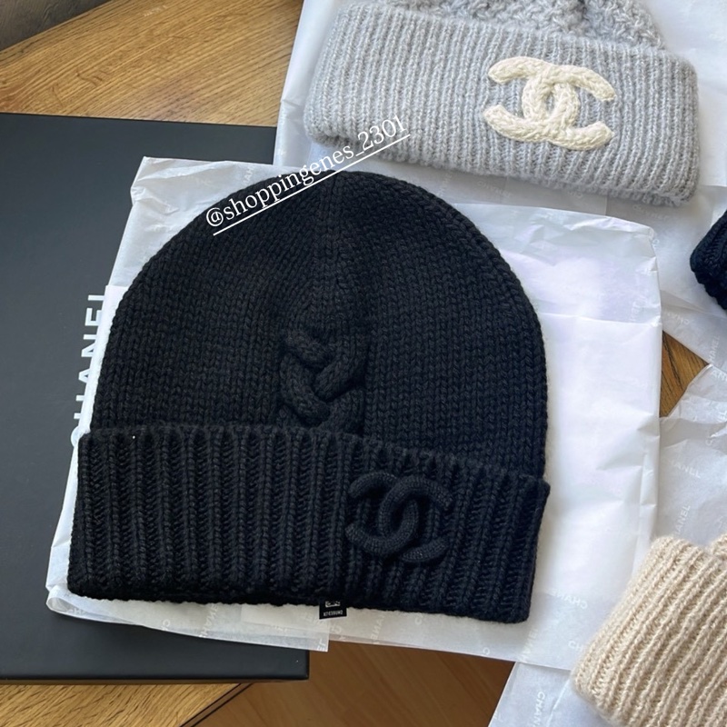 香奈兒 CHANEL 全新品 全黑編織毛帽❗️尚未抵台-1