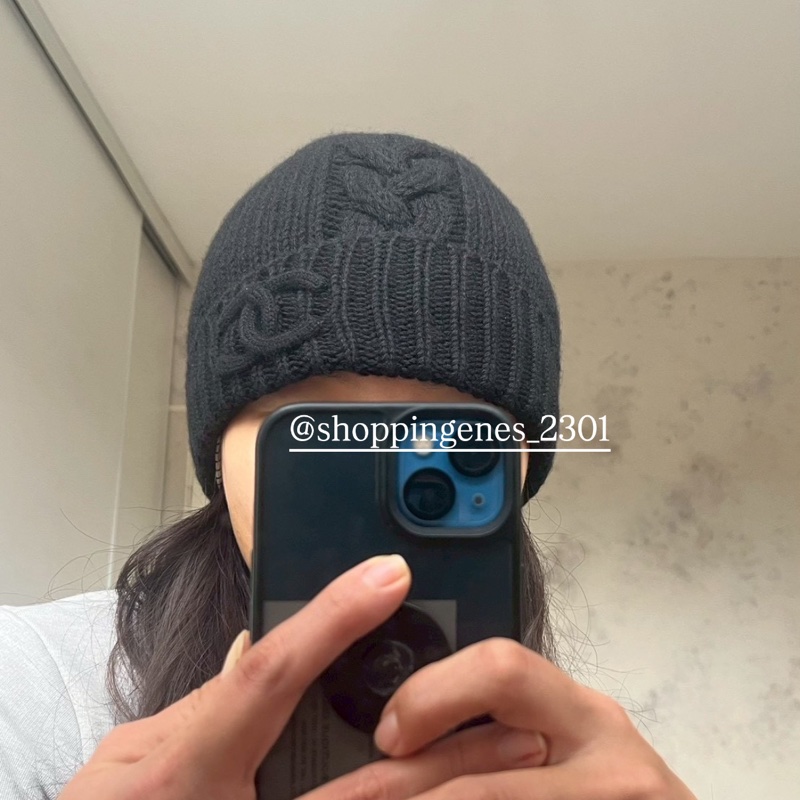 香奈兒 CHANEL 全新品 全黑編織毛帽❗️尚未抵台-5