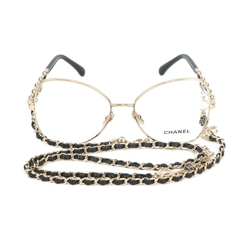 附Logo 及愛心鍊帶蝴蝶框眼鏡(金色) 54mm