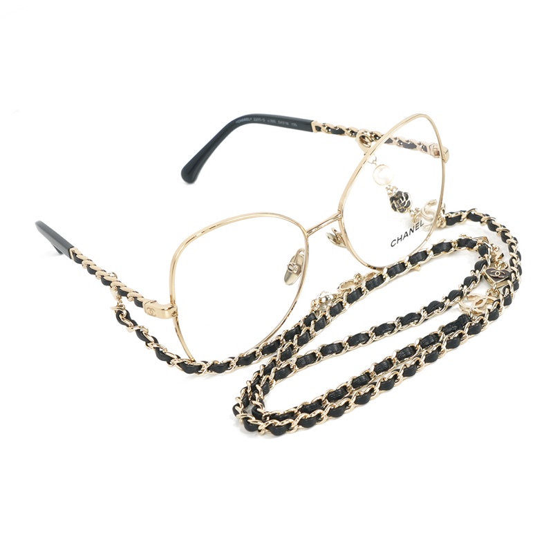 附Logo 及愛心鍊帶蝴蝶框眼鏡(金色) 54mm-1