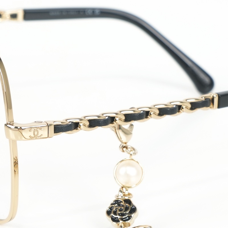 附Logo 及愛心鍊帶蝴蝶框眼鏡(金色) 54mm-2