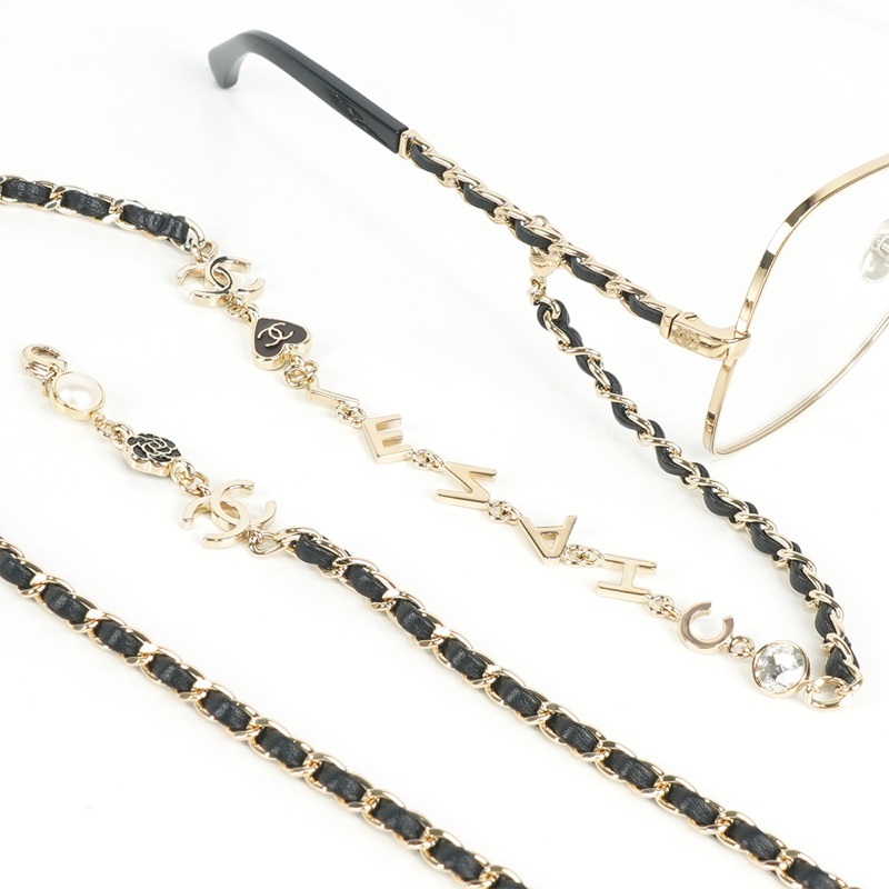 附Logo 及愛心鍊帶蝴蝶框眼鏡(金色) 54mm-3