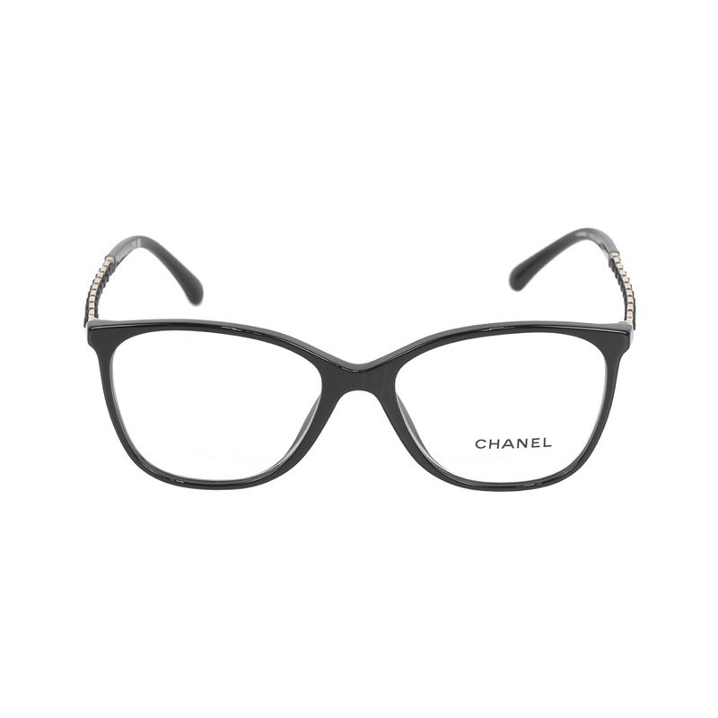 滿版金色CC Logo 方框眼鏡(黑色) 52mm-0