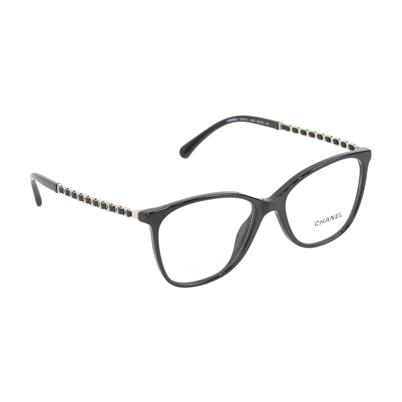 滿版金色CC Logo 方框眼鏡(黑色) 52mm-1