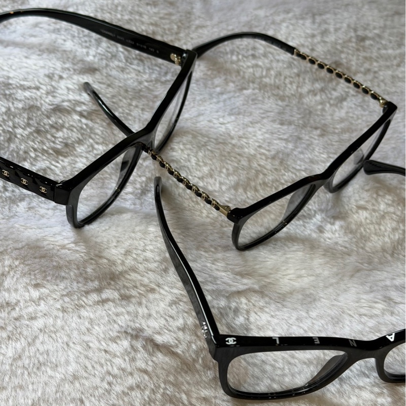 滿版金色CC Logo 方框眼鏡(黑色) 52mm-3