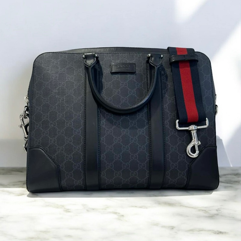 GUCCI PVC拼接牛皮手提公事包-0