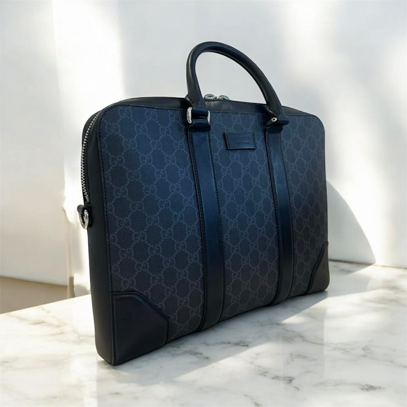 GUCCI PVC拼接牛皮手提公事包-1