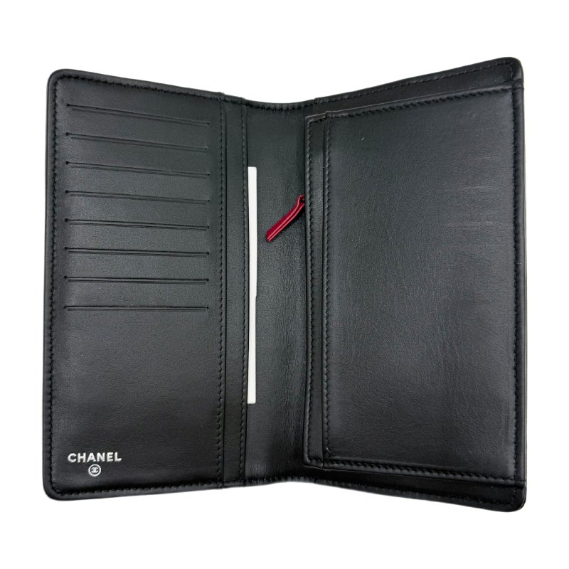 ［1625］香奈兒 CHANEL 黑金雙 C對折長款錢包 荔枝皮-7
