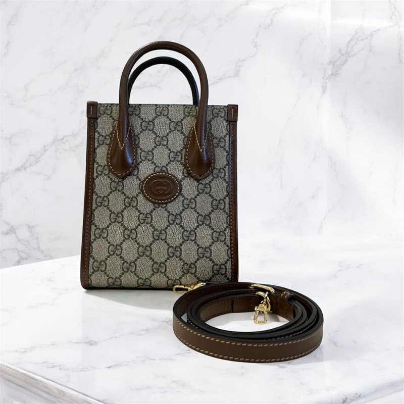 GUCCI PVC拼接牛皮琴譜包 焦糖色-0