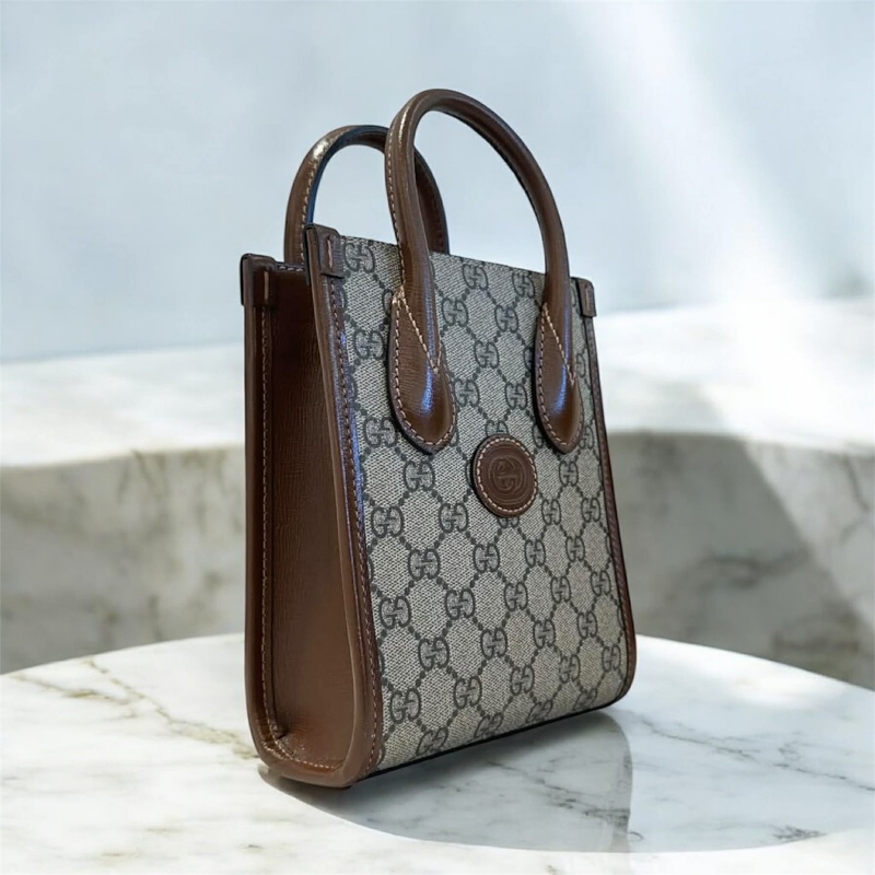 GUCCI PVC拼接牛皮琴譜包 焦糖色-1