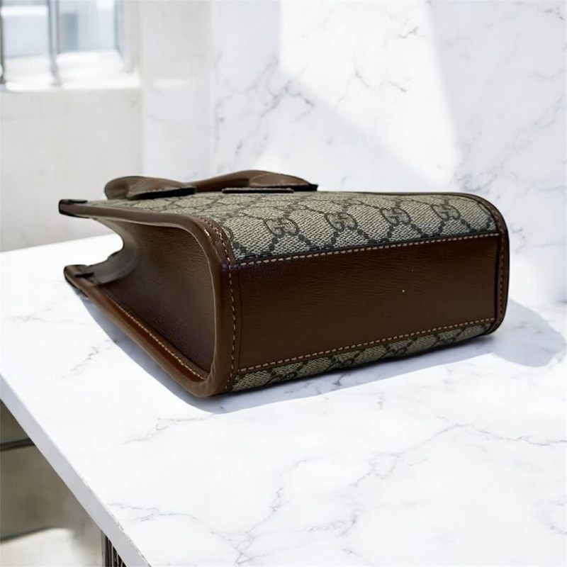 GUCCI PVC拼接牛皮琴譜包 焦糖色-3