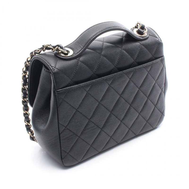 香奈兒 Matelasse Business Affinity 單肩手提包 A93607 黑色皮革 GHW CC-1