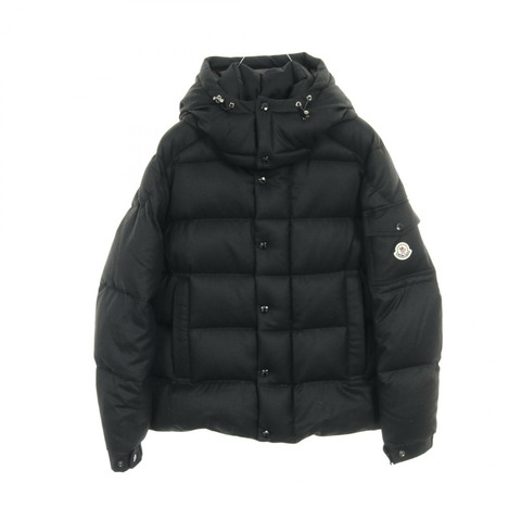 MONCLER VEZERE 羊毛連帽拉鍊羽絨外套 黑色 #2 二手男款