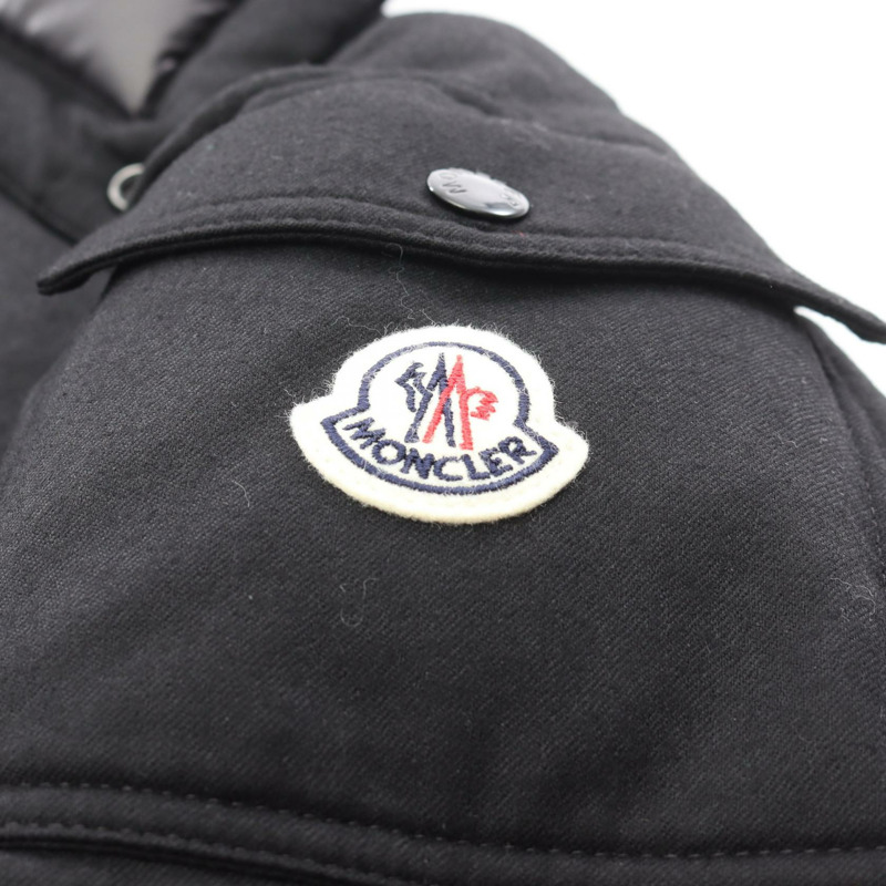 MONCLER VEZERE 羊毛連帽拉鍊羽絨外套 黑色 #2 二手男款-4