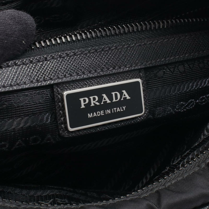 PRADA TESSUTO+Saffiano 單肩包 2VH048 尼龍皮革 黑色 二手 男女通用-3