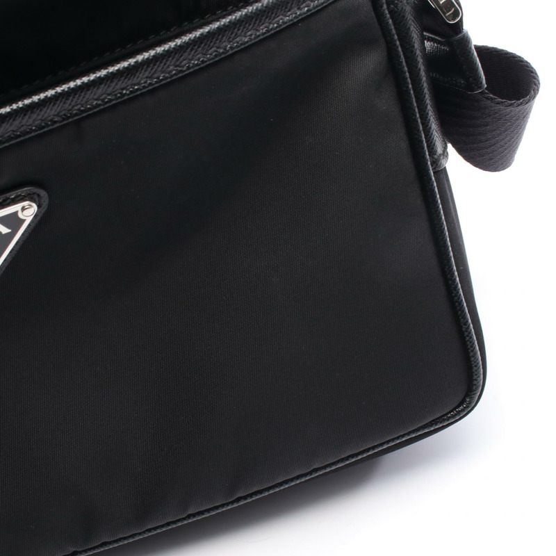 PRADA TESSUTO+Saffiano 單肩包 2VH048 尼龍皮革 黑色 二手 男女通用-4