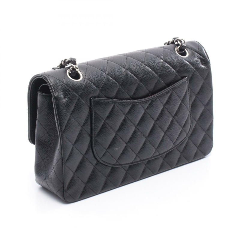 香奈兒 (CHANEL) Matelasse 雙蓋鏈條單肩背包 A01112 黑色皮革 二手 CC-1