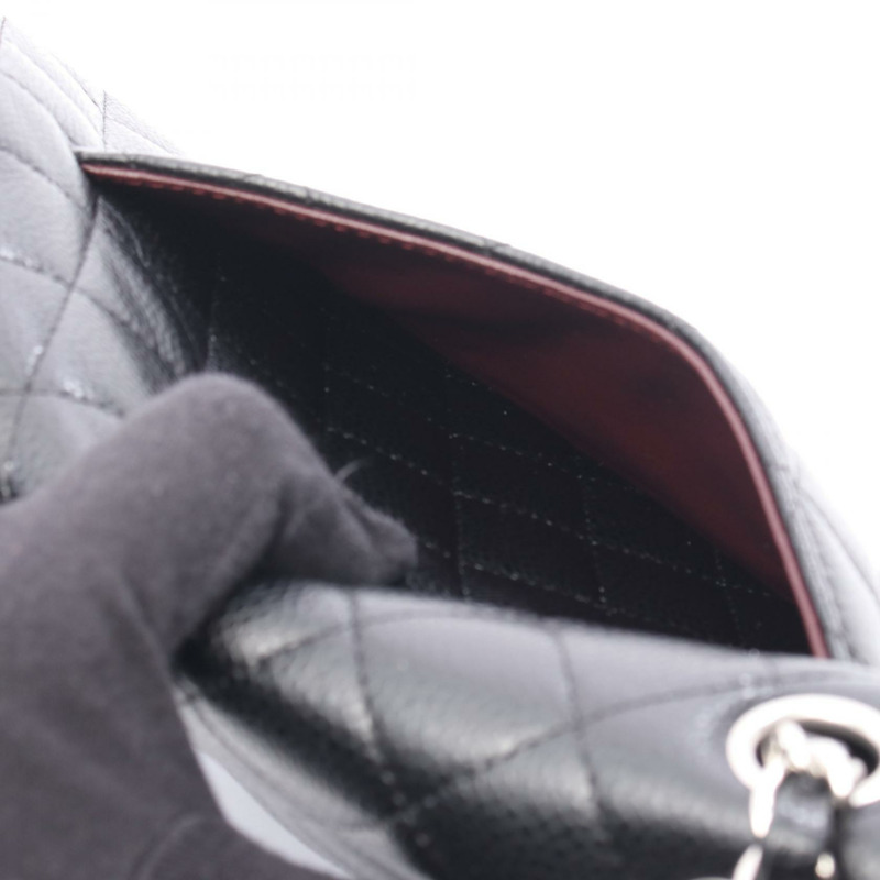 香奈兒 (CHANEL) Matelasse 雙蓋鏈條單肩背包 A01112 黑色皮革 二手 CC-5