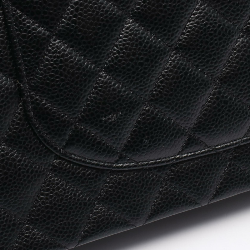 香奈兒 (CHANEL) Matelasse 雙蓋鏈條單肩背包 A01112 黑色皮革 二手 CC-7