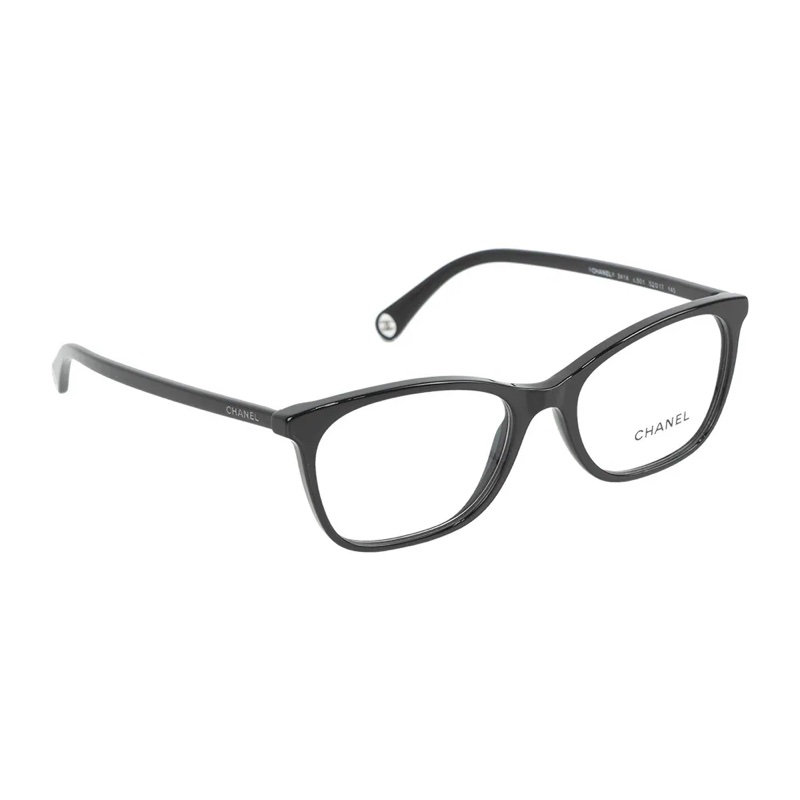 銀字Logo 長方形平光眼鏡(黑色) 54mm-4