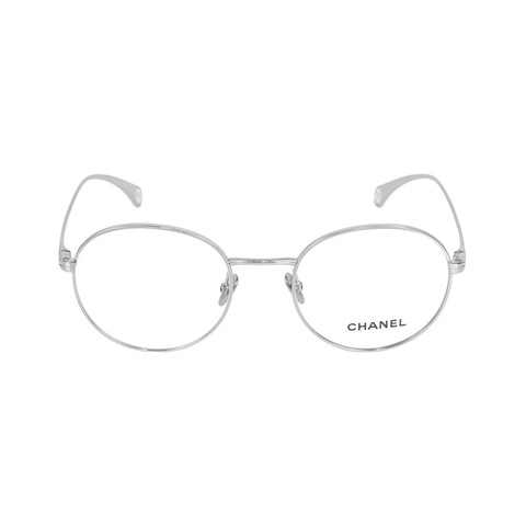 Logo 金屬框橢圓平光眼鏡(銀色) 50mm