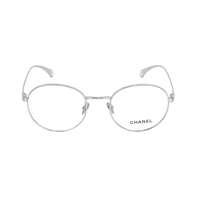 Logo 金屬框橢圓平光眼鏡(銀色) 50mm-0