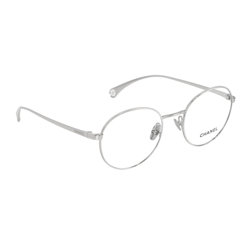 Logo 金屬框橢圓平光眼鏡(銀色) 50mm-1