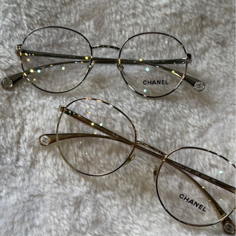 Logo 金屬框橢圓平光眼鏡(銀色) 50mm-3