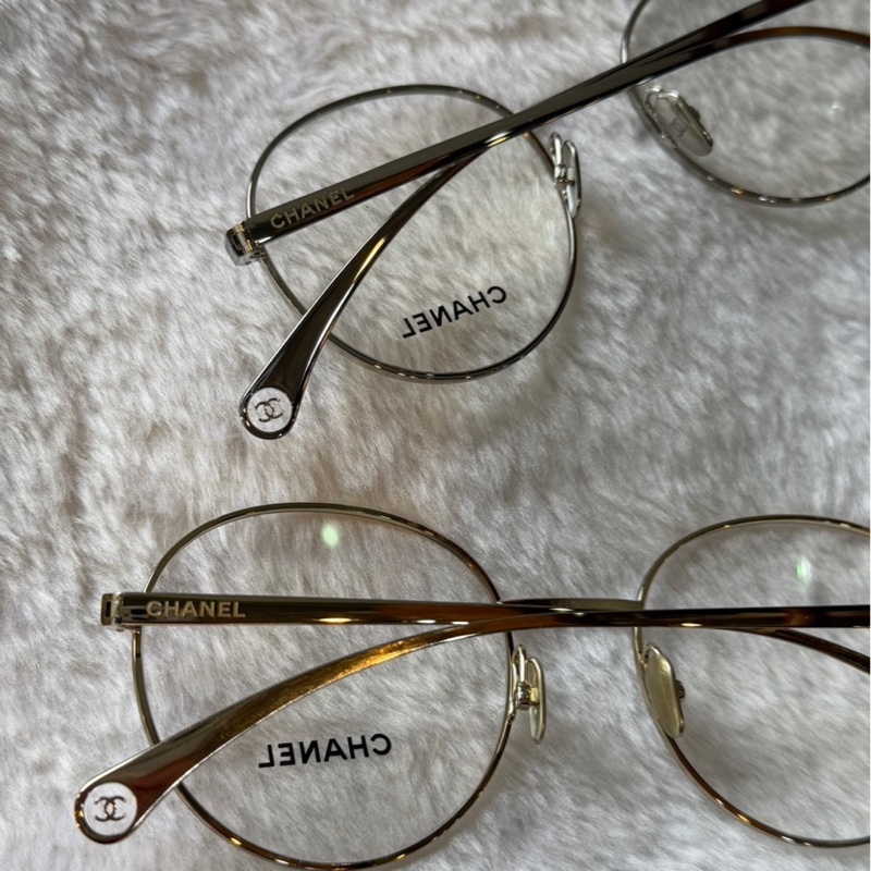 Logo 金屬框橢圓平光眼鏡(銀色) 50mm-4