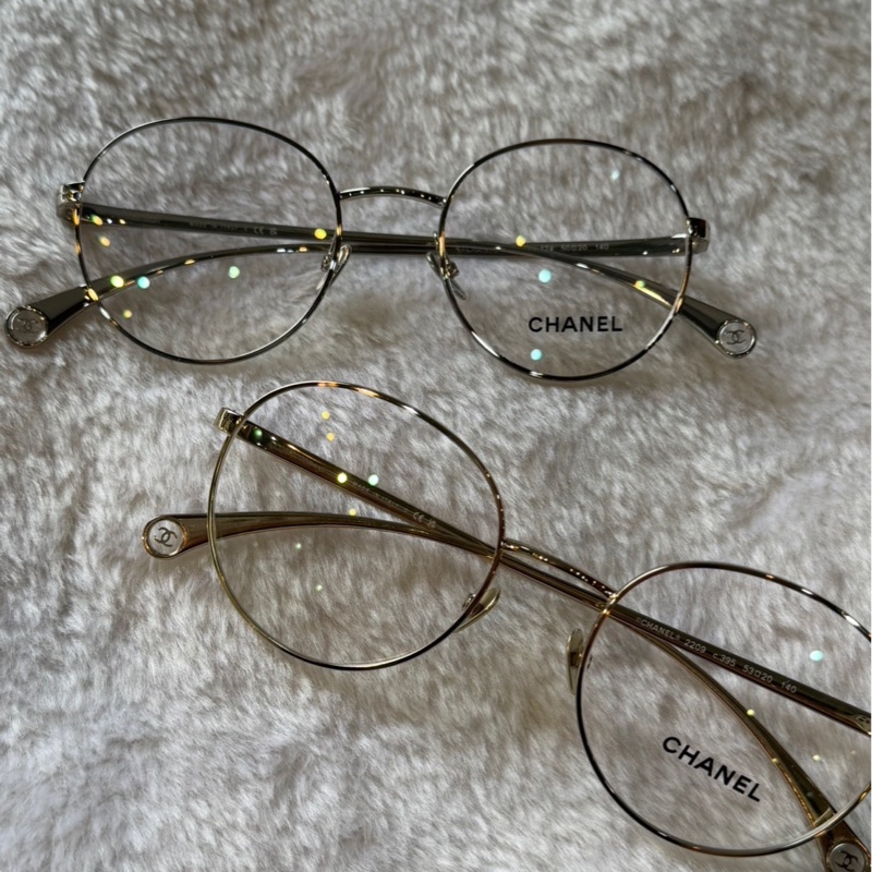 Logo 金屬框橢圓平光眼鏡(銀色) 53mm-3