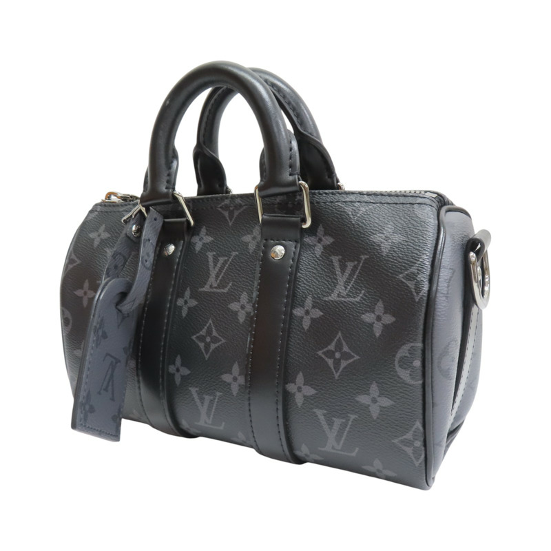 黑色 原花 Eclipse帆布 Keepall Bandouliere 25 兩用包【LOUIS VUITTON LV 路易威登】 M46271-2