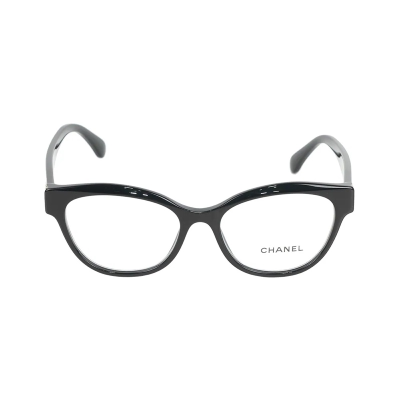 金色CC Logo 及珍珠蝴蝶型眼鏡(黑色) 51mm-0