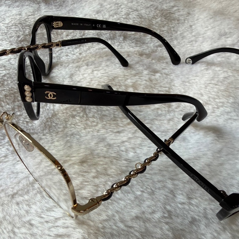 金色CC Logo 及珍珠蝴蝶型眼鏡(黑色) 51mm-3