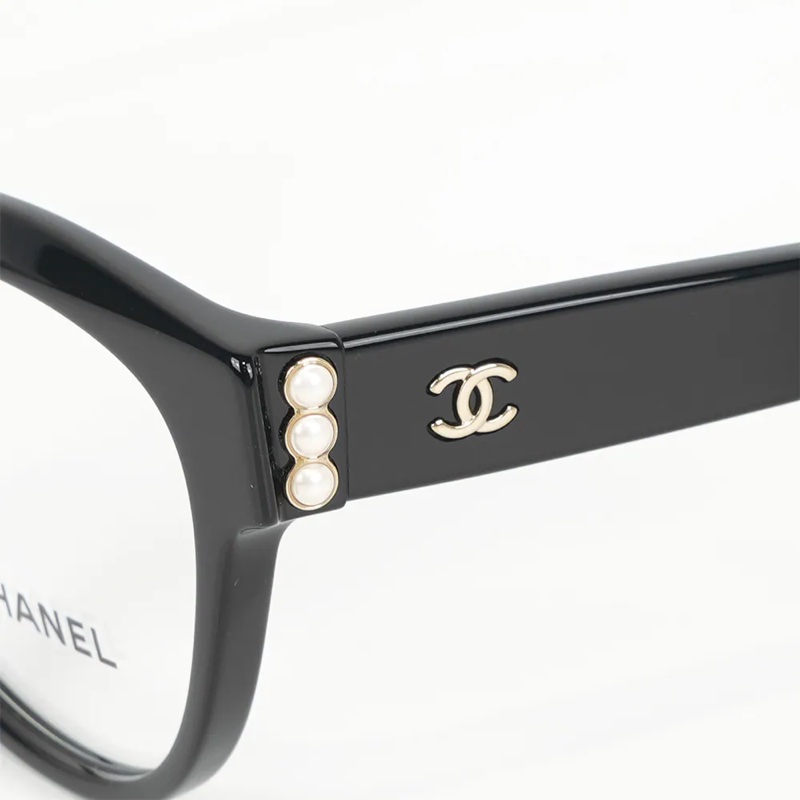 金色CC Logo 及珍珠蝴蝶型眼鏡(黑色) 53mm-2