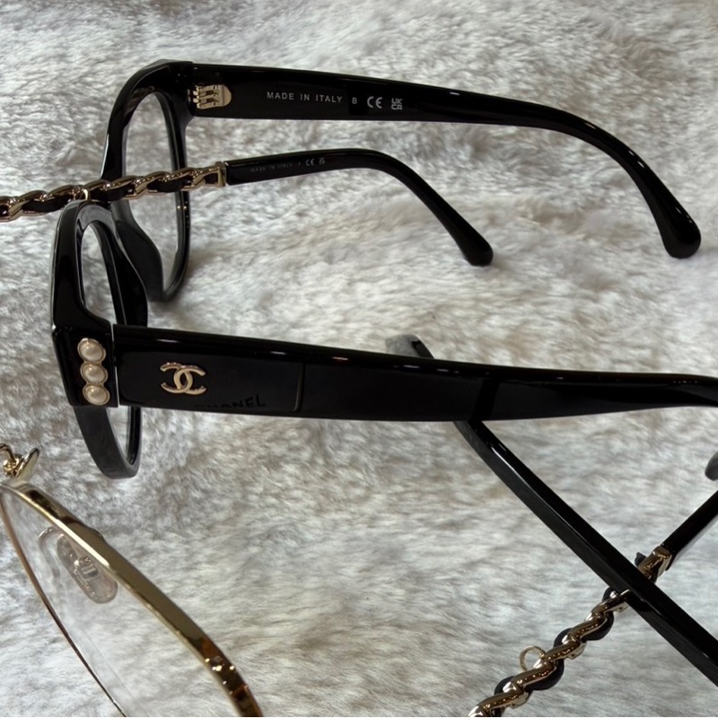 金色CC Logo 及珍珠蝴蝶型眼鏡(黑色) 53mm-4