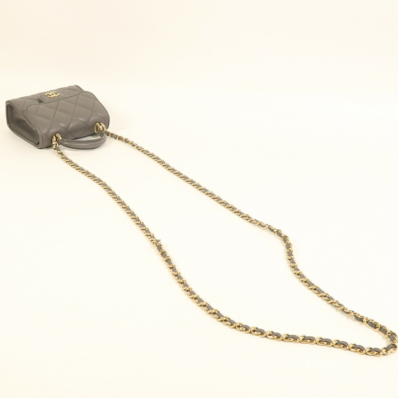 CHANEL 羊皮皮革2 Way Shoulder金扣手挽肩背兩用袋-7